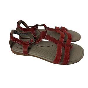 Keen Rose City T-Strap Sandals Women's Size 8 Red Leather Buckle